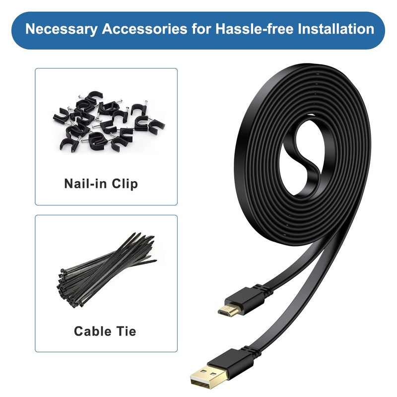 Basesailor Micro USB Power Cable 30FT 2Pack,9M Flat Micro USB Charging Power Cord,Charger for Wyze Cam Pan V4,Yi Cam,Nest Cam,Blink Mini/XT/XT2/3rd Gen Camera,Arlo Q,Furbo Dog,Netvue,Xbox Controller - Image 2